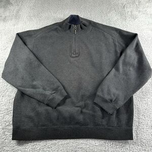 Tommy Bahama Sweater Mens Large 1/4 Zip  Gray Blue Reservable Mock Neck‎ Ribbed